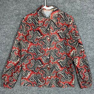 Vintage 70s 60's Floral Shirt‎ Paisley Red Shirt Button Down Size 18/42 Women L